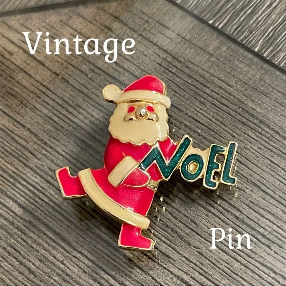 Vintage Jolly Santa - NOEL Enamel Pin By Accessories Associates Inc. Holiday Pin